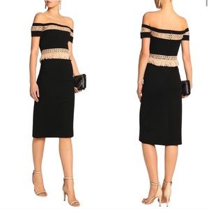 Alexis Bailey Fringe Off the Shoulder Black Dress